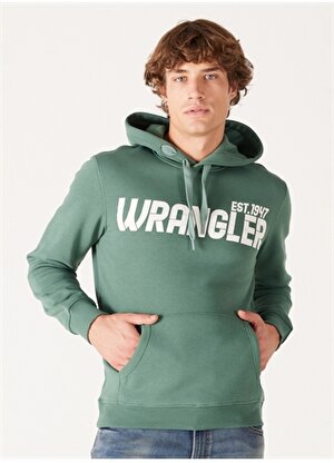 Wrangler Kapüşon Yaka Yeşil Erkek Sweatshırt W232257300 Kapüşonlu Sweatshirt