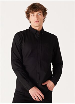 Wrangler Regular Fit Siyah Erkek Gömlek W5A3BM001 Uzun Kollu Gömlek