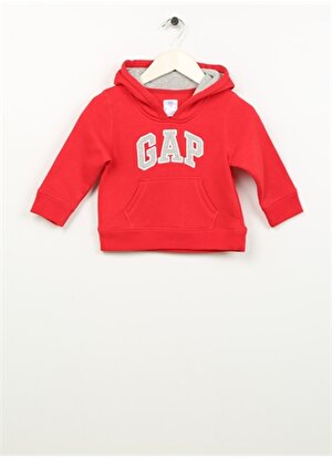 Gap Kapüşon Yaka Baskılı Kırmızı Bebek Eşofman Üstü 113991-A001