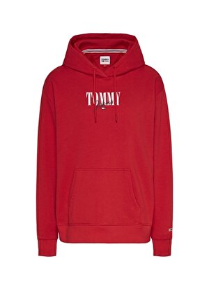 Tommy Jeans Kapüşon Yaka Baskılı Kırmızı Kadın Sweatshırt DW0DW16397XNL