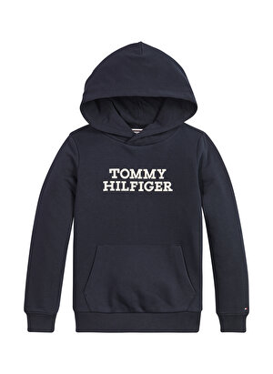 Tommy Hilfiger Lacivert Erkek Çocuk Kapüşonlu Uzun Kollu Baskılı Sweatshirt KB0KB08500DW5   