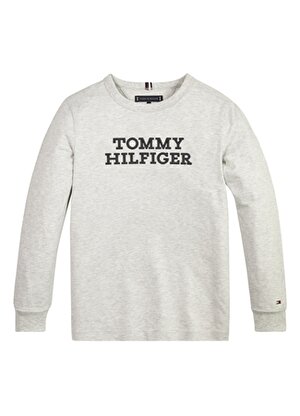 Tommy Hilfiger Gri Erkek Çocuk Bisiklet Yaka Uzun Kollu Baskılı T-Shirt KB0KB08554P1N   