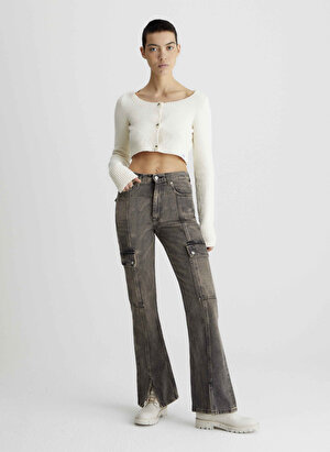Calvin Klein Jeans Yüksek Bel Düz Paça Normal Kahve Kadın Denim Pantolon J20J2217631A4