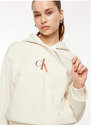 Calvin Klein Jeans Kapüşon Yaka Beyaz Kadın Sweatshırt J20J222346YBI