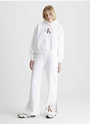 Calvin Klein Jeans Kapüşon Yaka Beyaz Kadın Sweatshırt J20J221953YAF