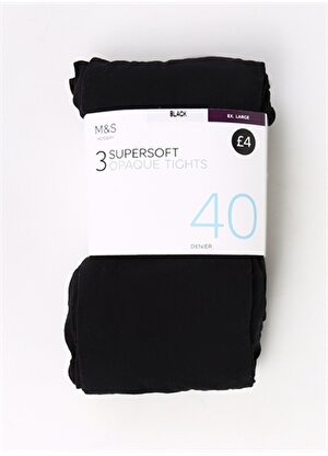 Marks & Spencer Siyah Kadın 3'lü 40 Denye Yumuşak Dokulu Opak Külotlu Çorap 2249
