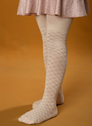 Cozzy Socks Kız Çocuk Külotlu Çorap COZZY Kalp Kabartma Kalpli Pembe