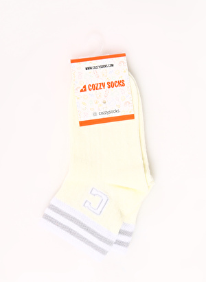 Cozzy Socks Krem Kız Çocuk Soket Çorap COZZY Harfli Sport Krem