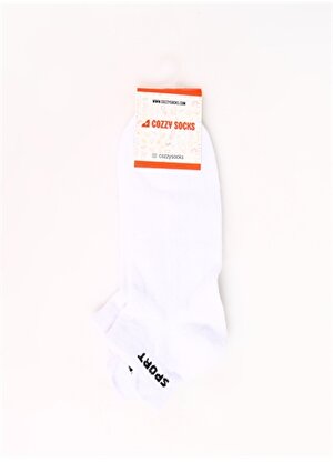 Cozzy Socks Beyaz Kız Çocuk Patik Çorap COZZY Sport Kafesli-Düz Renk Beyaz
