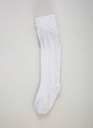 Cozzy Socks Kız Çocuk Külotlu Çorap COZZY Kalp Kabartma Kalpli Beyaz