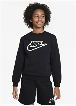 Nike Çocuk Siyah Bisiklet Yaka Sweatshirt FD3182-010 K NSW CLUB+ CREW CREATE  