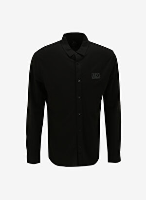 Armani Exchange Regular Fit Siyah Düz Erkek Gömlek 6RZCHJ 1200 BLACK