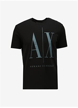 Armani Exchange Bisiklet Yaka Baskılı Siyah Erkek T-Shirt 8NZTPA 62AA BLACK/DARK SLATE