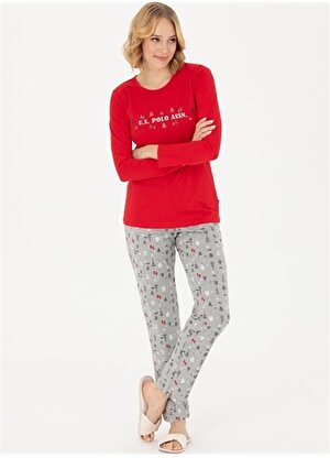U.S. Polo Assn. Kırmızı Kadın Pijama Takımı 16965-Pijama Tk