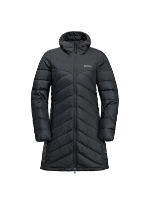 Jack Wolfskin Siyah Kadın Kapüşon Yaka Mont Tundra Down Coat W