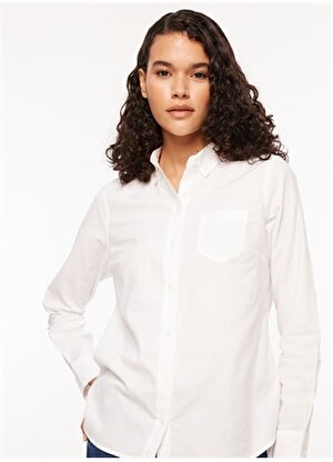 Gap Normal Gömlek Yaka Düz Beyaz Kadın Gömlek 269247