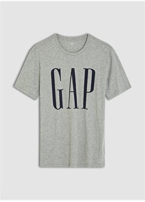 Gap Bisiklet Yaka Baskılı Gri Erkek T-Shirt 499950