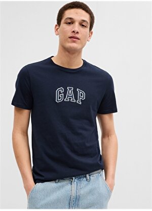 Gap Bisiklet Yaka Nakışlı Lacivert Erkek T-Shirt 570044
