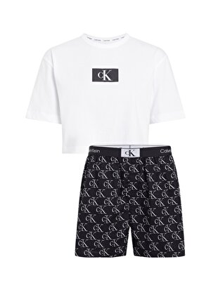 Calvin Klein Baskılı Siyah - Beyaz Kadın Pijama Takımı 000QS7180E