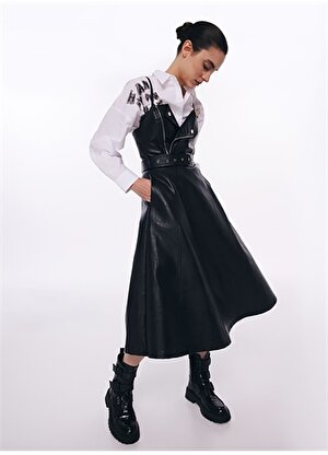 Twist Kare Yaka Siyah Midi Kadın Elbise TW6230002169001