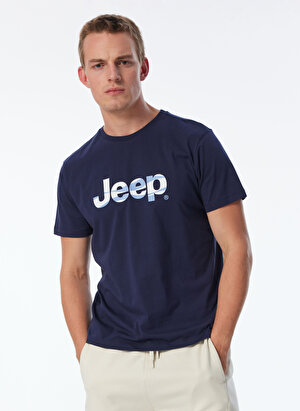 Jeep Lacivert Erkek Bisiklet Yaka Relaxed Baskılı T-Shirt C4SM-TST4584 