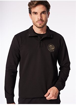 Fabrika Siyah Erkek Dik Yaka Basic Baskılı Sweatshirt FS4SM-SWT  0514