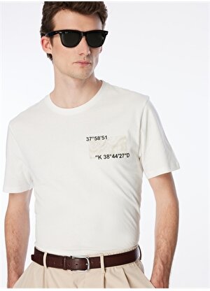 Fabrika Kırık Beyaz Erkek O Yaka Relaxed Baskılı T-Shirt FS4SM-TST 0517