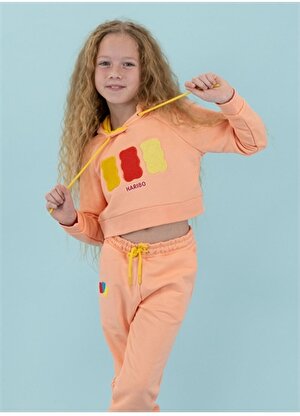 Haribo Somon Kız Çocuk Kapüşonlu Cropped Fit İşlemeli Sweatshirt HRBTXT311