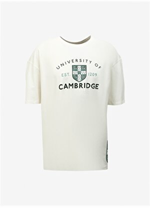 Never Say Never Erkek Ekru Bisiklet Yaka Oversize Düz CAMBRIDGE T-Shirt BYL3848