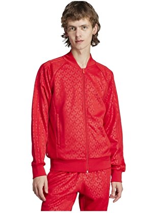 adidas Kırmızı Erkek Dik Yaka Desenli Zip Ceket IJ5689-MONO SST TT