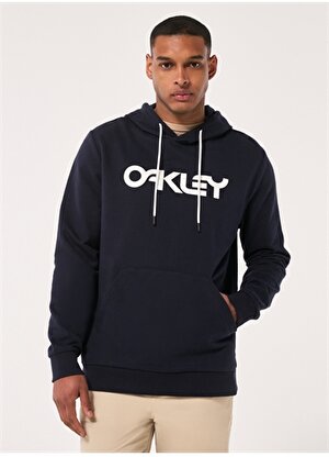 Oakley Lacivert - Beyaz Erkek Kapüşonlu Baskılı Sweatshirt FOA402599 B1B PO HOODIE 2.0 