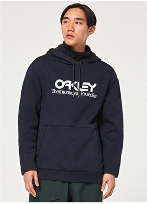 Oakley Siyah - Beyaz Erkek Kapüşonlu Baskılı Sweatshirt FOA402381 RIDER LONG 2.0 HOODIE 