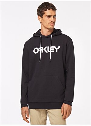 Oakley Siyah - Beyaz Erkek Kapüşonlu Baskılı Sweatshirt FOA402599 B1B PO HOODIE 2.0 