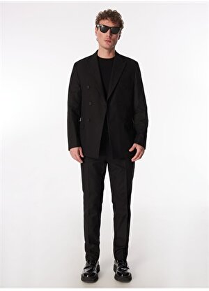 Fabrika Siyah Erkek Kırlangıç Yaka Basic Takım Elbise F4SM-TKM 03 