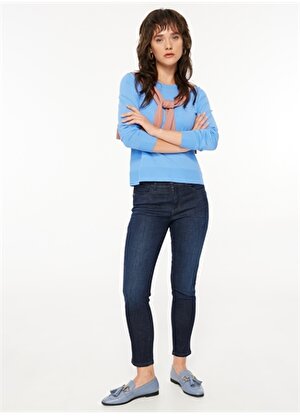 Sisley Yüksek Bel Düz Paça Slim Fit Mavi Kadın Denim Pantolon 4RR3575V7