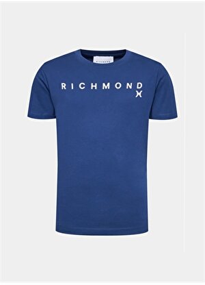 John Richmond Bisiklet Yaka Mavi Erkek T-Shirt UMA23082TS3