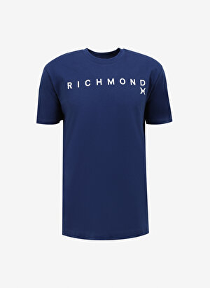 John Richmond Bisiklet Yaka Mavi Erkek T-Shirt UMA23082TS4