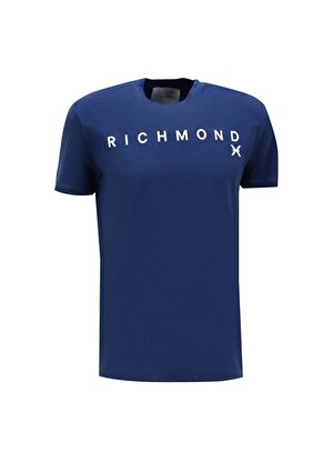 John Richmond Bisiklet Yaka Mavi Erkek T-Shirt UMA23082TS2