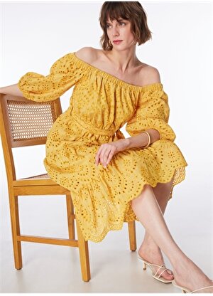 Fabrika Sarı Kadın Straplez Geniş Fit Elbise F4SL-ELB0449