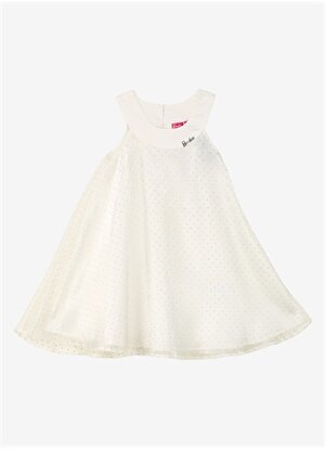 Barbie Simli Beyaz Kız Çocuk Diz Üstü Elbise BRB4SG-ELB6005