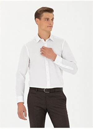 Cacharel Slim Fit Gömlek Yaka Beyaz Erkek Gömlek ROMANO