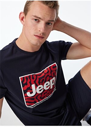 Jeep Lacivert Erkek Bisiklet Yaka Relaxed Baskılı T-Shirt C4SM-TST4605 