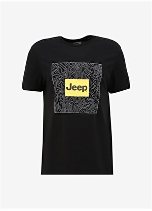 Jeep Siyah Erkek Bisiklet Yaka Relaxed Baskılı T-Shirt C4SM-TST4571 