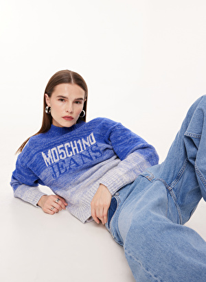 Moschino Jeans Yüksek Bel Düz Paça Normal İndigo Kadın Denim Pantolon A0336