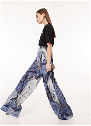 Moschino Jeans Lastikli Bel Bol Paça Normal İndigo Kadın Denim Pantolon J0314