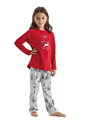 Blackspade Kırmızı Kız Çocuk Yuvarlak Yaka Pijama Takımı 51251  
