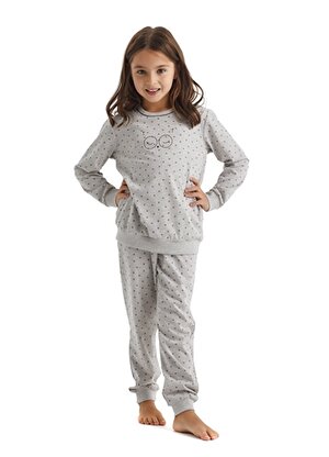 Blackspade Baskılı Bej Melanj Kız Çocuk Pijama Takımı 60344