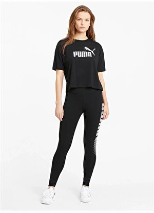 Puma 58686601 ESS Cropped Logo Tee Siyah Kadın Yuvarlak Yaka Regular Fit T-Shirt 