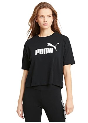 Puma 58686602 ESS Cropped Logo Tee Beyaz Kadın Yuvarlak Yaka Regular Fit T-Shirt 