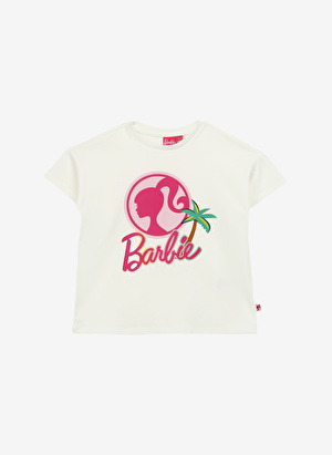 Barbie Baskılı Ekru Kız Çocuk T-Shirt BRB4SG-TST6023